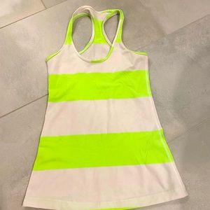 Lululemon racerback tank size 4 green and white stripes